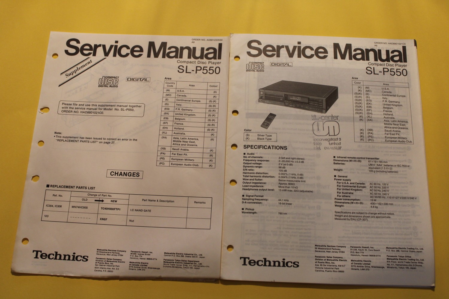 Technics SL-P550 CD-Player Service Manual  			